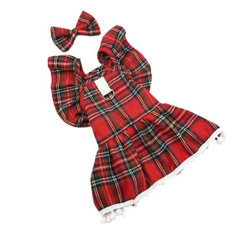 Christmas Dog Strap Skirt Autumn/Winter Dog Clothing Skirt Cat Clothing Christmas Checker Clothing Dog Clothes for Small Dogs J251110