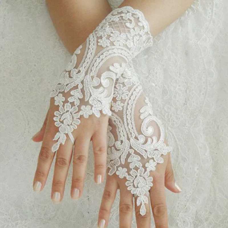 Women Wedding Fingerless Gloves Lace White Black High Quality Wedding Gloves Mittens Accessory Girl Party Sexy Gloves Guante L251110