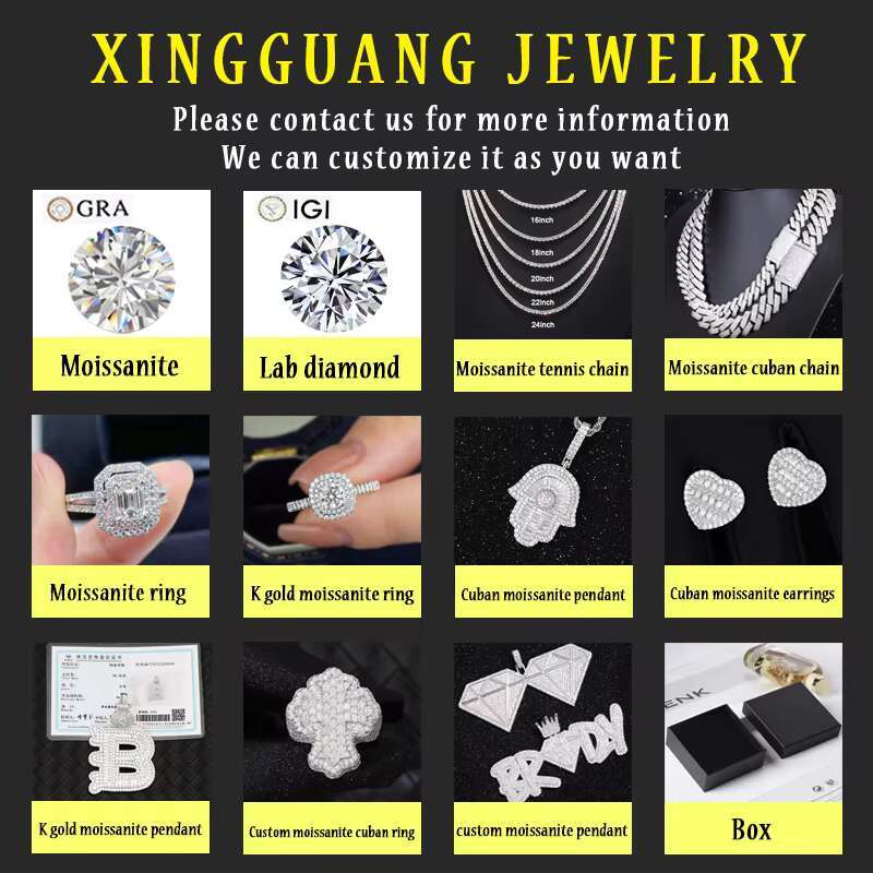 Hot Sale Hand Make VVS Moissanite Diamond GRA Certificate 8mm Gold Plated 925 Solid Silver Rope Chain Cuban Link Chain