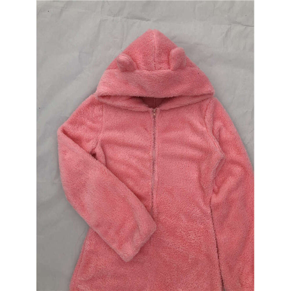 2025 New Style Autumn Winter Cross-Border Fleece-Lined Thickened Furry Jumpsuit Hooded Pajamas Parent-Child Outfit