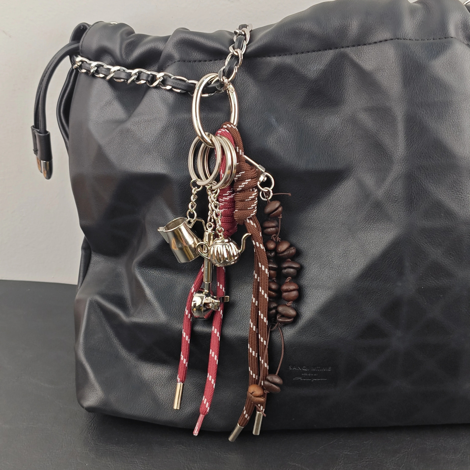 Creative Coffee Theme Bag Pendant Fashion Bag Charm Keychain Coffee Beans Ckewers Accessories Birthday Gift 250409