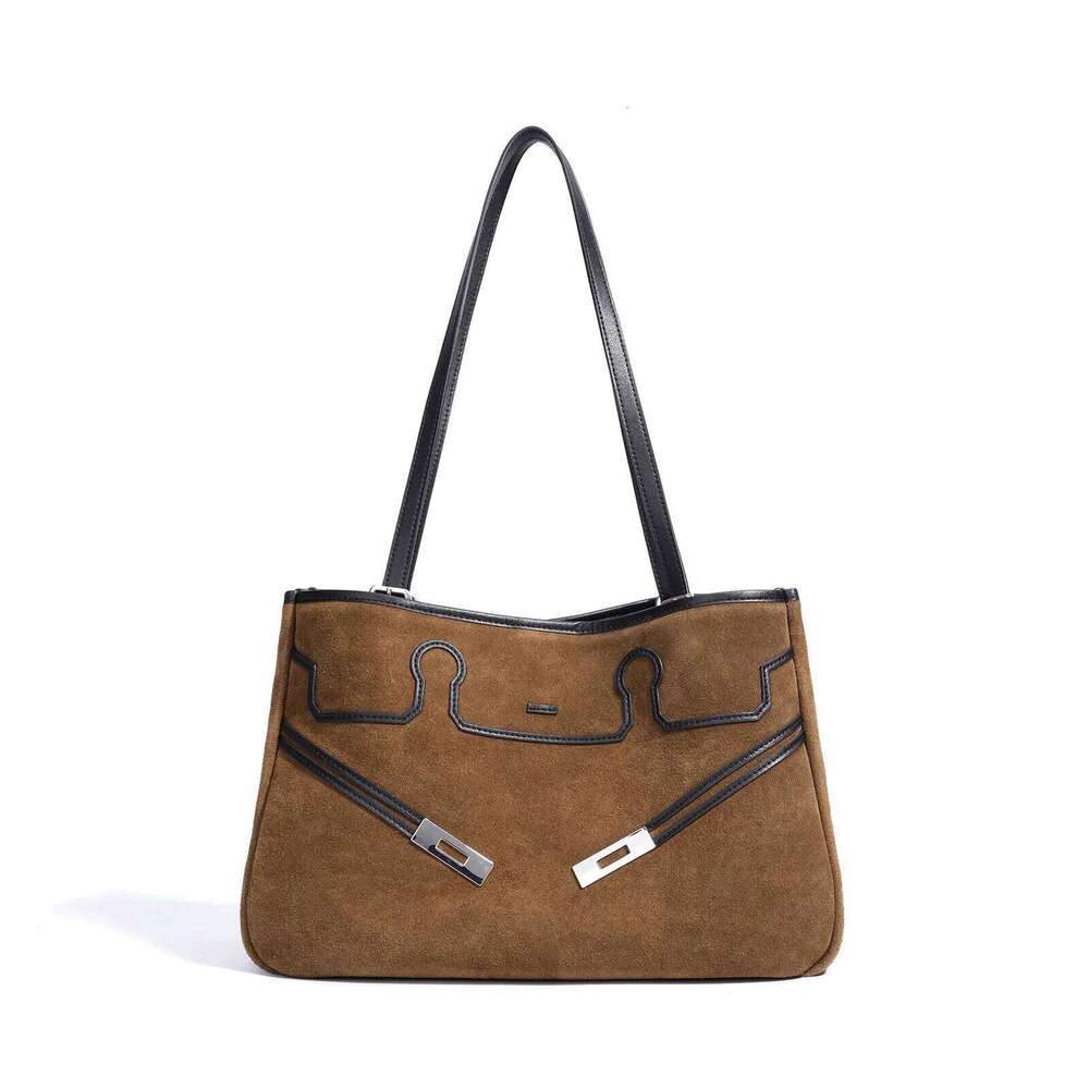 New Women's Bag Matte Cowhide Leather Vintage Niche Design Large Capacity Tote Stylish Top-Handle Commuter Handbag For Work Suotong1110