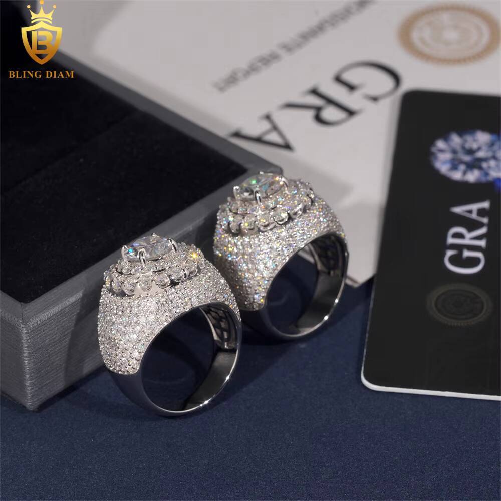 Hot Sale Fashion Rings for Men Moissanite Iced Out Moissanite Hip Hop Jewelry High Quality Diamond Pass Diamond Test with GRA