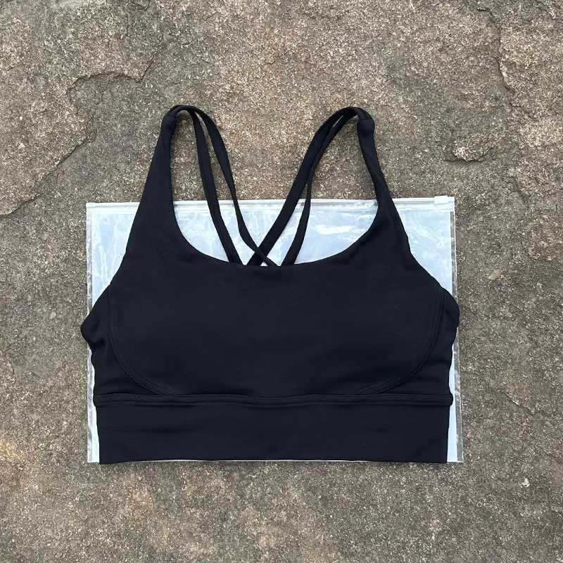 Double sided wool lining cross back shock-absorbing push up sports bra yoga fitness vest high support gymXJ250410