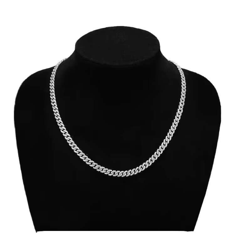 Rapper Jewelry Solid Sier 6mm Necklace with Iced Out CZ Zirconia Gold Plated Cuban k Chain Hip Hop Accessory for Gift