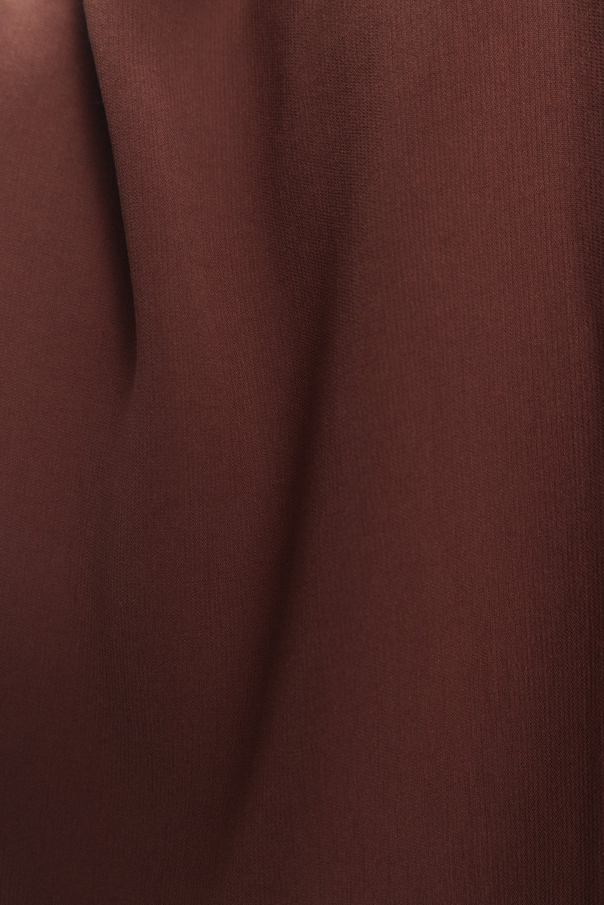 Women's Brown Oversized Collar Loose Fit Shirt, Short Sleeve Hidden Button Rounded Hem Blouse