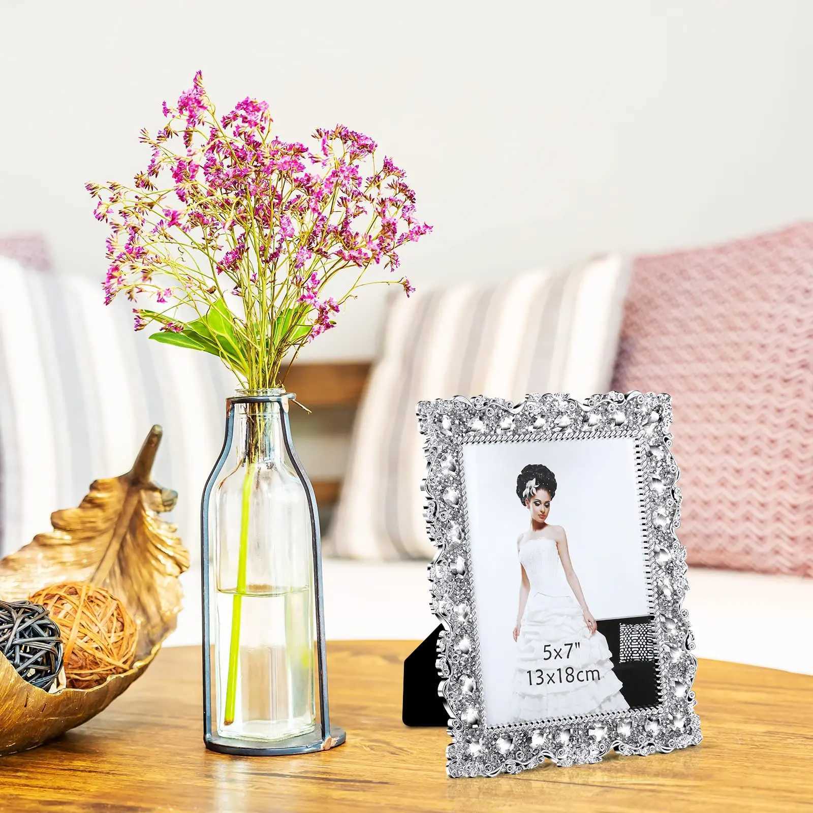 2-pack with crystal wedding rhinestone decoration desktop photo frame 7 inch gift for family and friends L251110 H260306