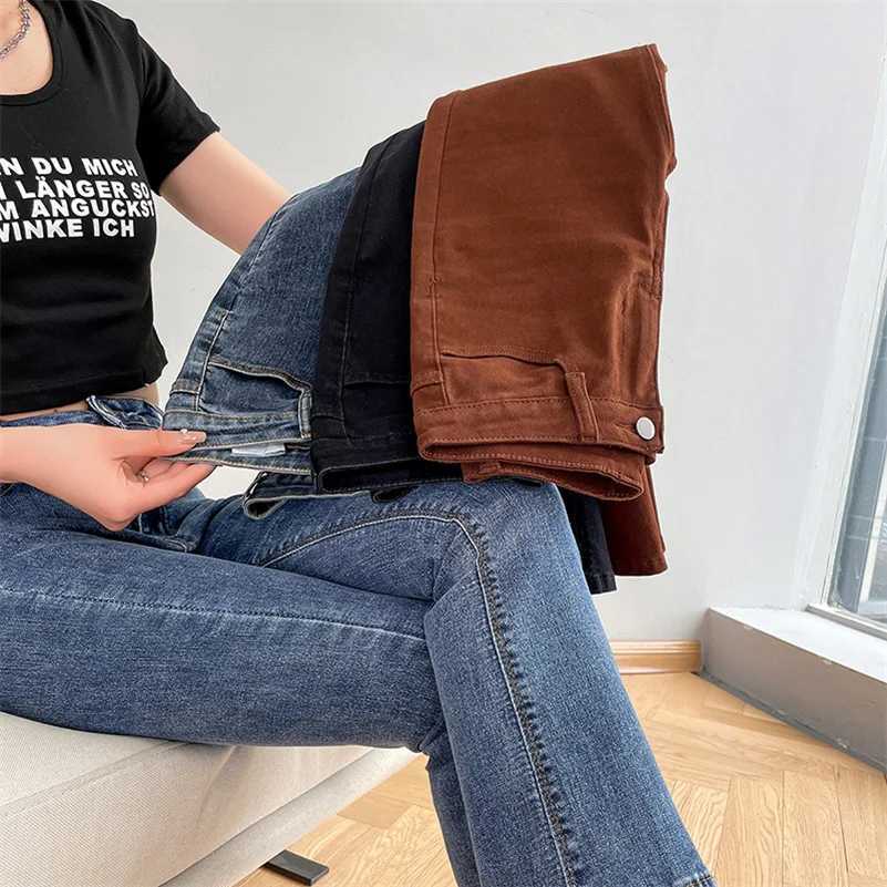 Women Fashion Flare Jeans Winter Streetwear Y2K Straight Pants Ankle Length Denim Jeans Girls Party Casual Retro Blue Trousers C251110