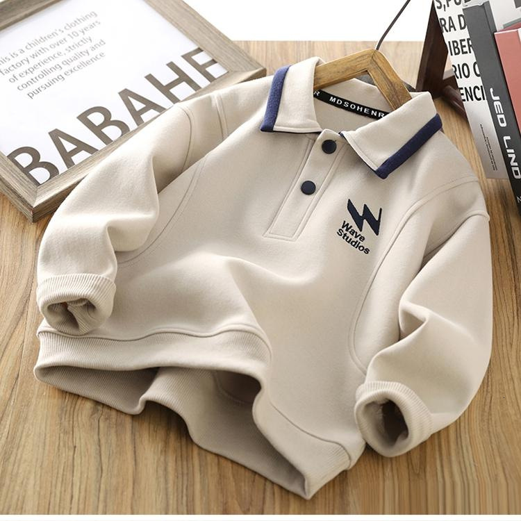 GS- Ddmyshoesvip Boys' hoodie lapel Spring Autumn new style children's polo, medium and large boys' long sleeved top