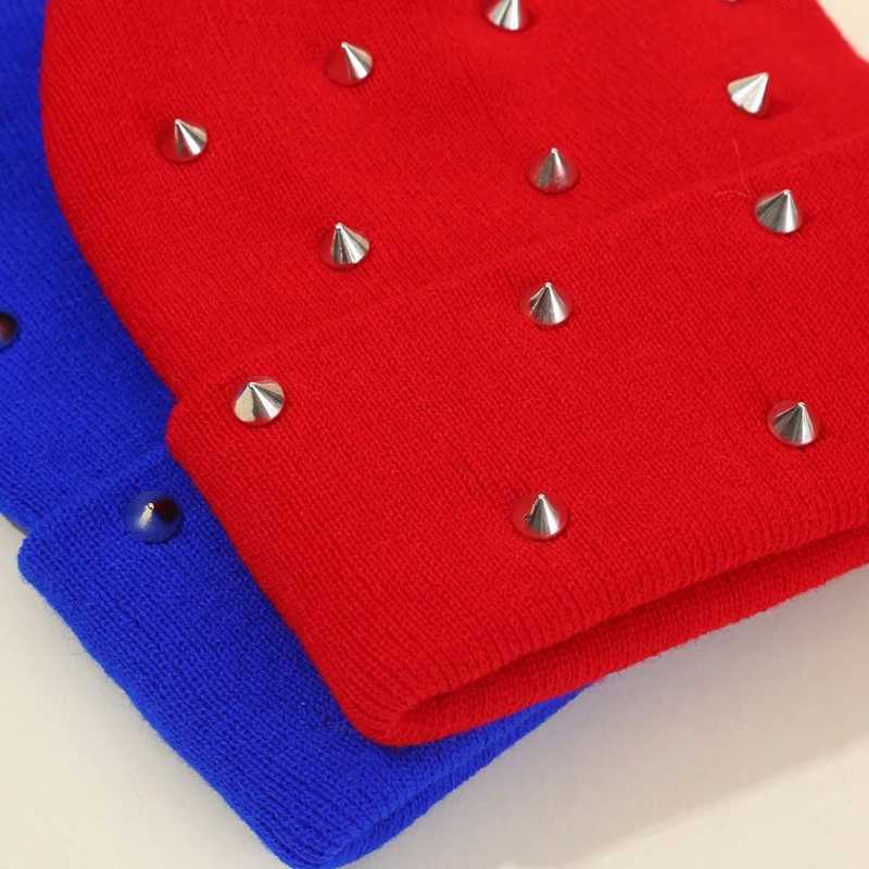 1Pc Men Punk Rivet Beanie HatGoth Gothic Skull Caps Winter Warm Knitted HeadCap for Men WomenSuitable for Street Daily WearXJ251110