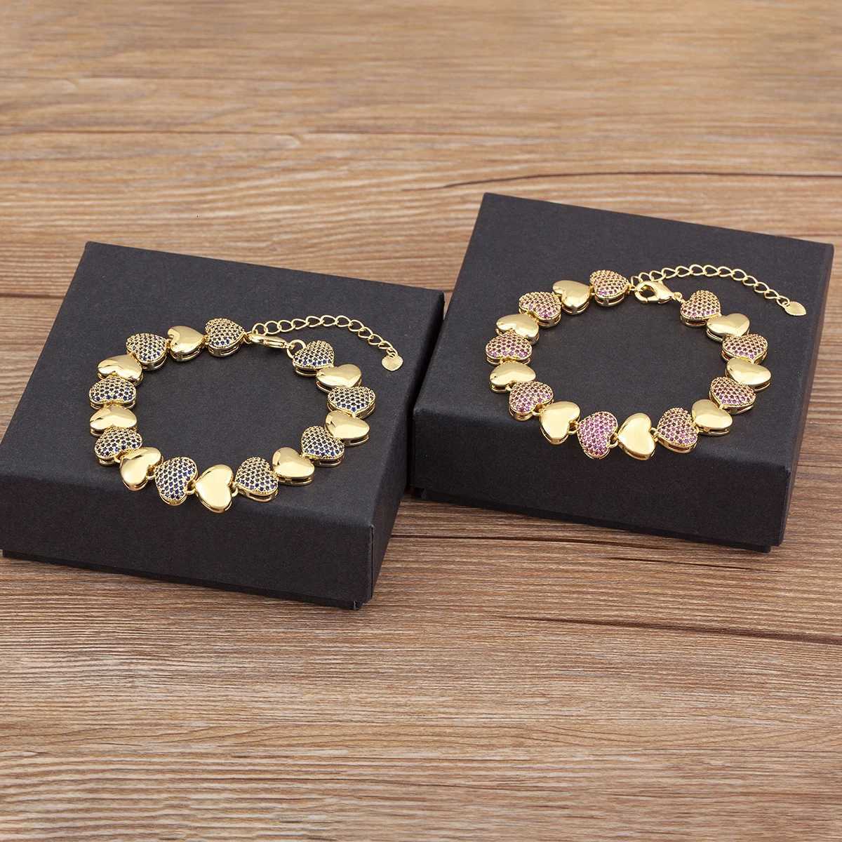 Nidin New Fashion Love Heart Shape Cubic Zirconia Charm Bracelets For Women Female Birthday Party Fine Jewelry Gift WholesaleT251110