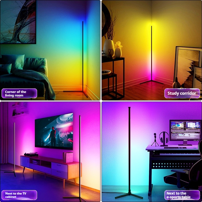 RGB LED Floor Lamp Remote APP Control Music Sync Corner Lighting Timer Smart Modern Mood Standing Lamp for Bedroom Living Room