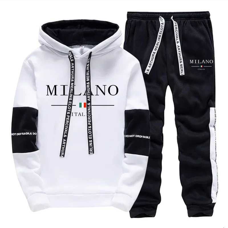 Hot Sales Mens Tracksuit Casual Print Sweatshirts Single Piece Hoodie Pants Sports Jogging Mens Clothing AutumnWinter Sportswear W251110