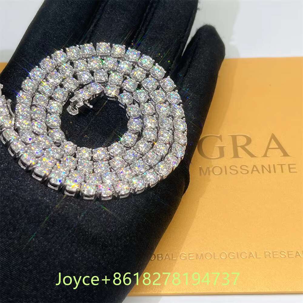 2022 Fashion New Design Necklace 925 Sterling Silver 5mm Vvs Moissanite Tennis Chain