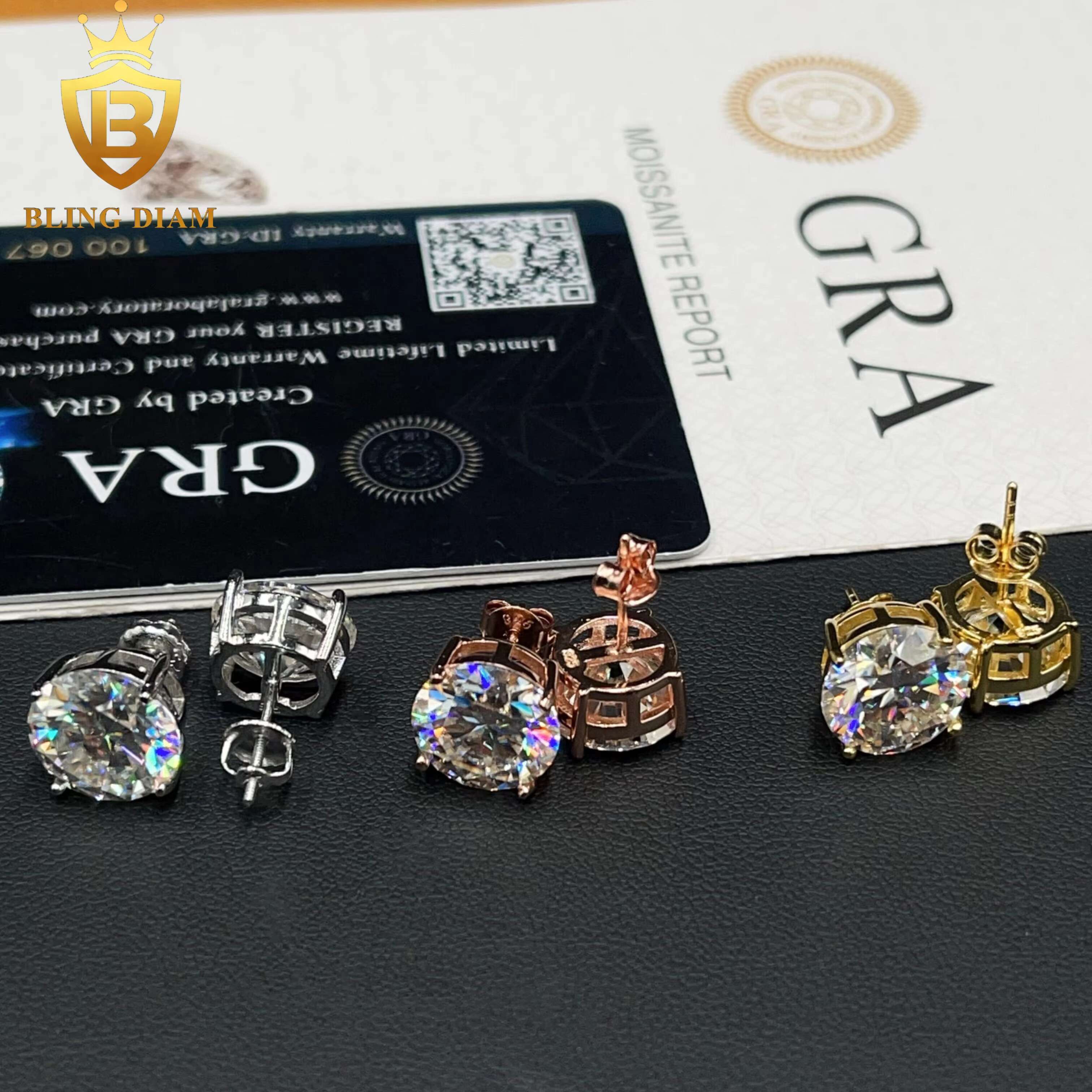 10mm 11mm Fine Jewelry Iced Out 925 Sterling Silver VVS Moissanite Diamond Screw Back Stud Earrings