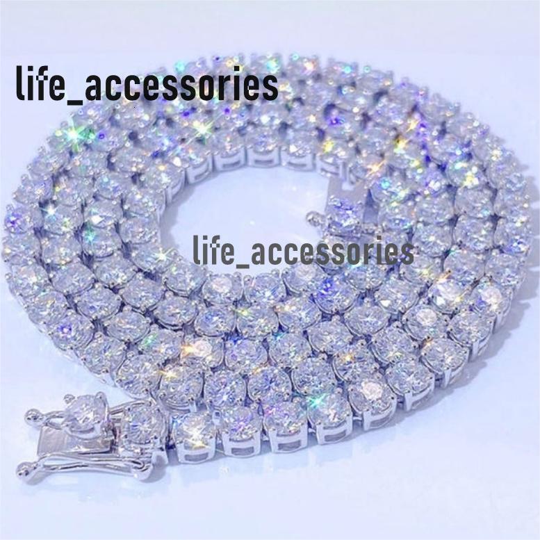 High Quality Round Tennis Chain 3mm 4mm 5mm D Vvs Moissanite 925 Sterling Silver Moissanite Tennis Chain
