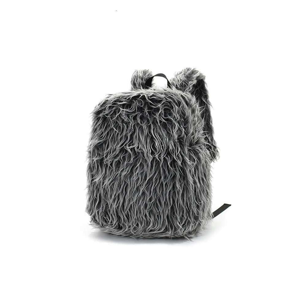 Personality Plush Fringe Double Shoulder Backpack Autumn And Winter New Large-capacity Portable Commuter Schoolbag For Women