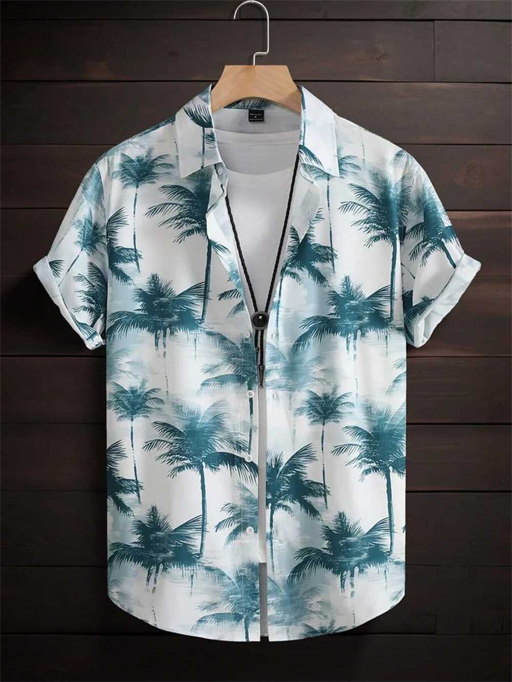 Mens Hawaiian shirt with simple print retro fashion shirt loose and comfortable casual short sleeved Harajuku retro clothing X250410