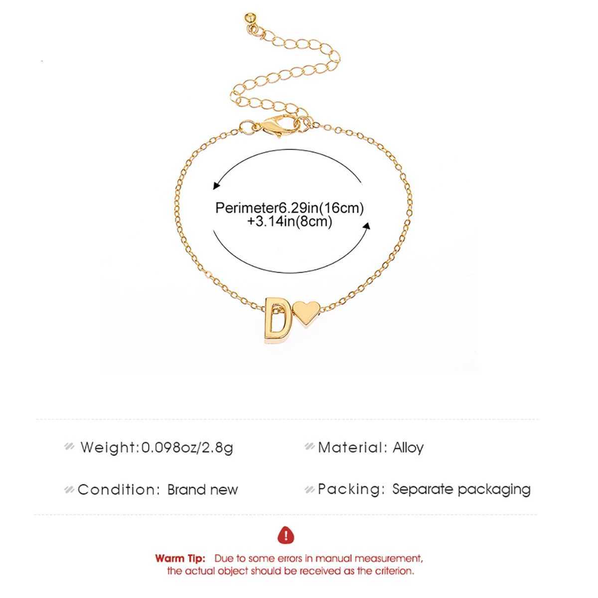 26 Letters Fashion English Initial Letter Heart Bracelet DIY Personalized Name Bracelets Girls Women Anniversary Trendy JewelryT251110