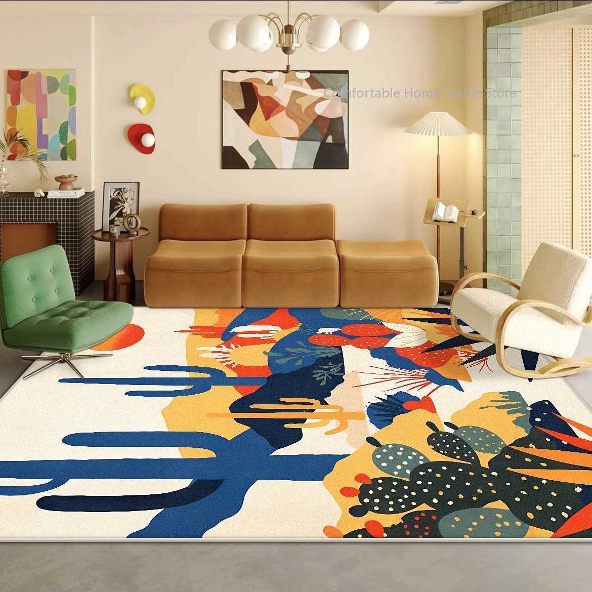 Modern Abstract Style Decorative Rug for Living Room Big Size Soft Art Bedroom Decoration Carpet Easy Cleaning Sofa Table Mat Y251110