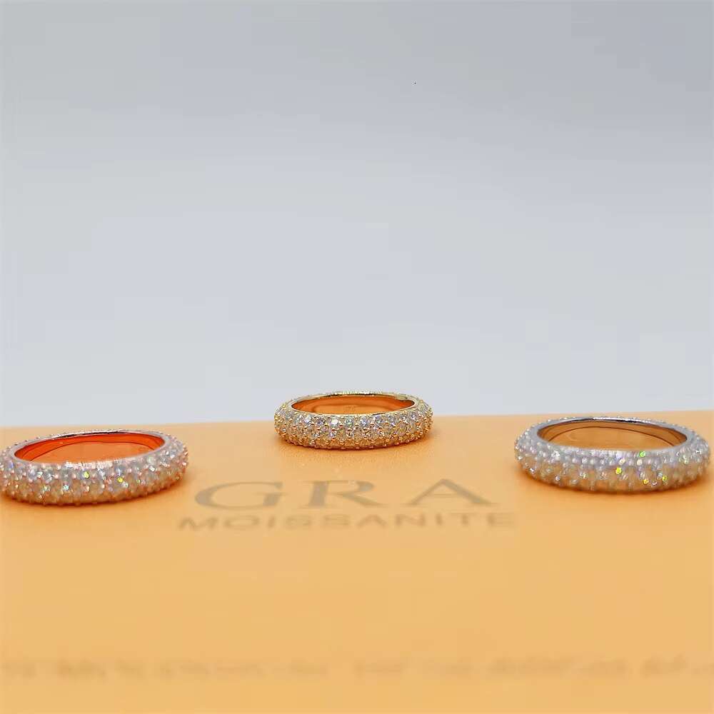 Cheapest Top Quality Popular Gemstone Jewelry Wholesale Charm 3 Rows Eternity Band Men Moissanite Hip Hop Ring