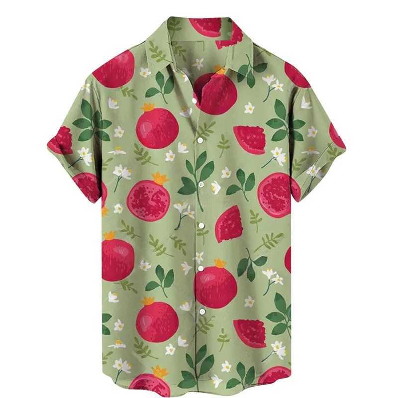 Mens shirt fruit pear lemon 3D printed top spring and summer casual Hawaiian shirt lapel short sleeved oversized shirt top X250410