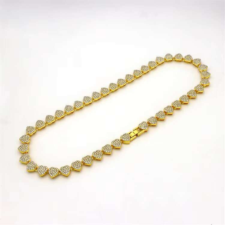 Gold plated fully chilled heart-shaped layered necklace, Cuban chain for women
