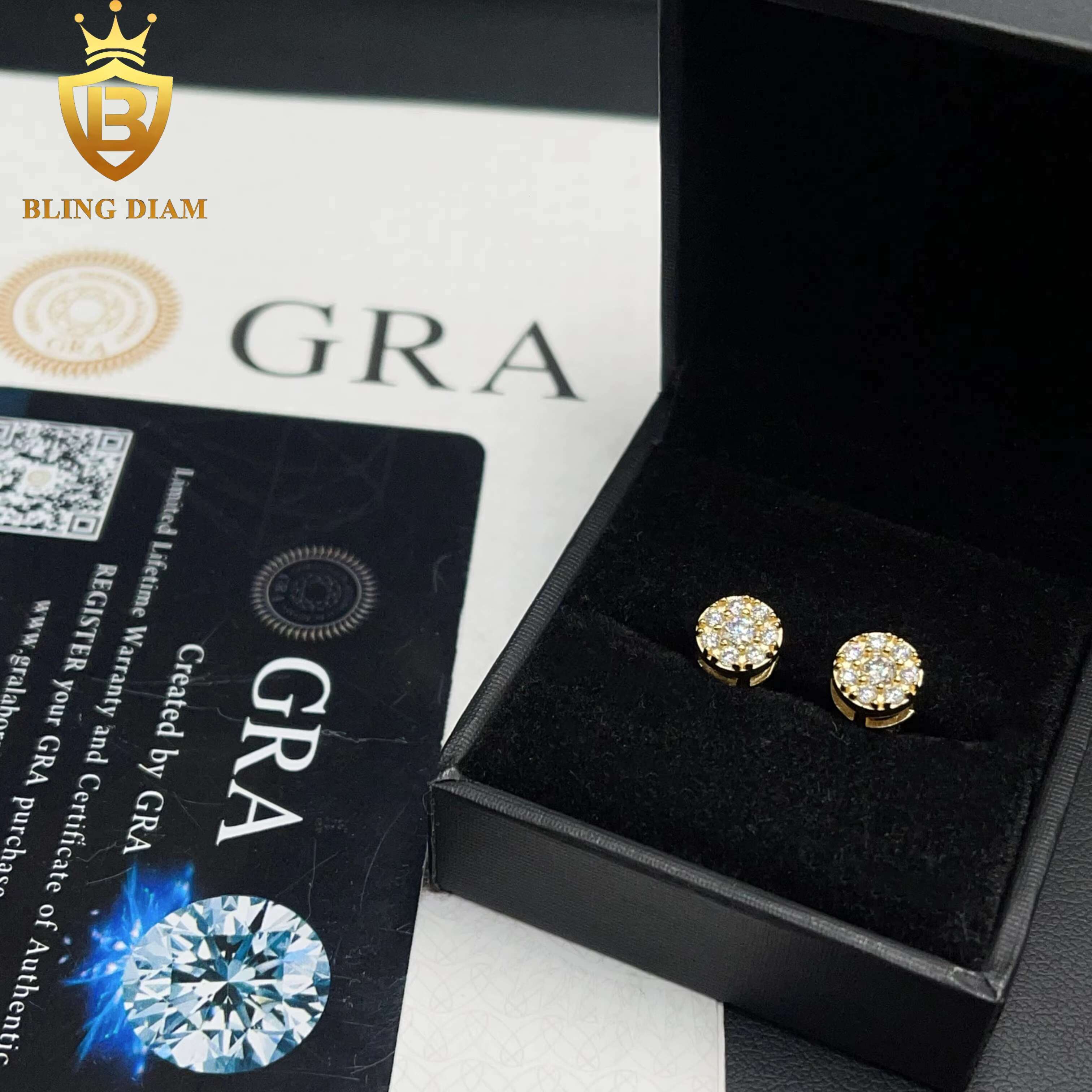 6.8mm Fashion Jewelry Stud 925 Silver Screw Back VVS Moissanite Iced Out Diamond Earrings Women Men