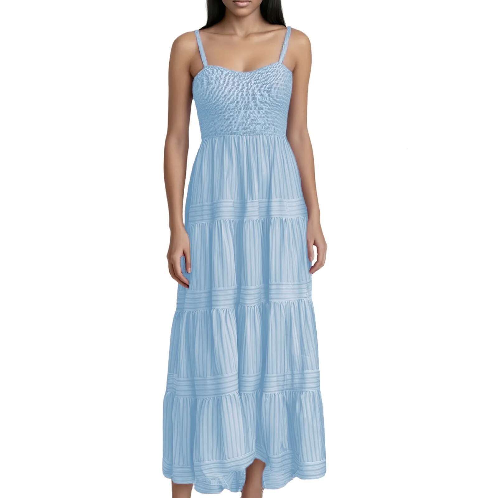 Dongdumaoyi Stripe Spaghetti Strap Dresses Women Spring Summer New Fashion Casual Vacation Long Dress Trendy Ladies A Line Vestidos