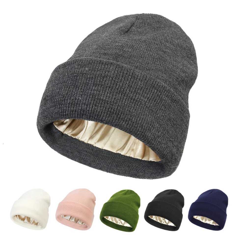 Winter Hat For Women Silk Satin Lined Beanies Chunky Caps Men Warm Fashion Women Bonnet Skullies Caps Male Female Balaclava HatsXJ251110