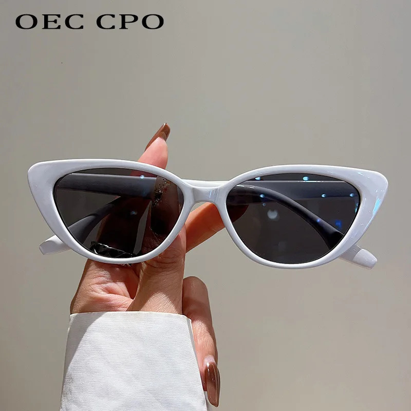 OEC CPO Small Frame Cat Eye Sunglasses for Women Fashion Leopard Color Shadow UV400 Trend Glasses Men 250410