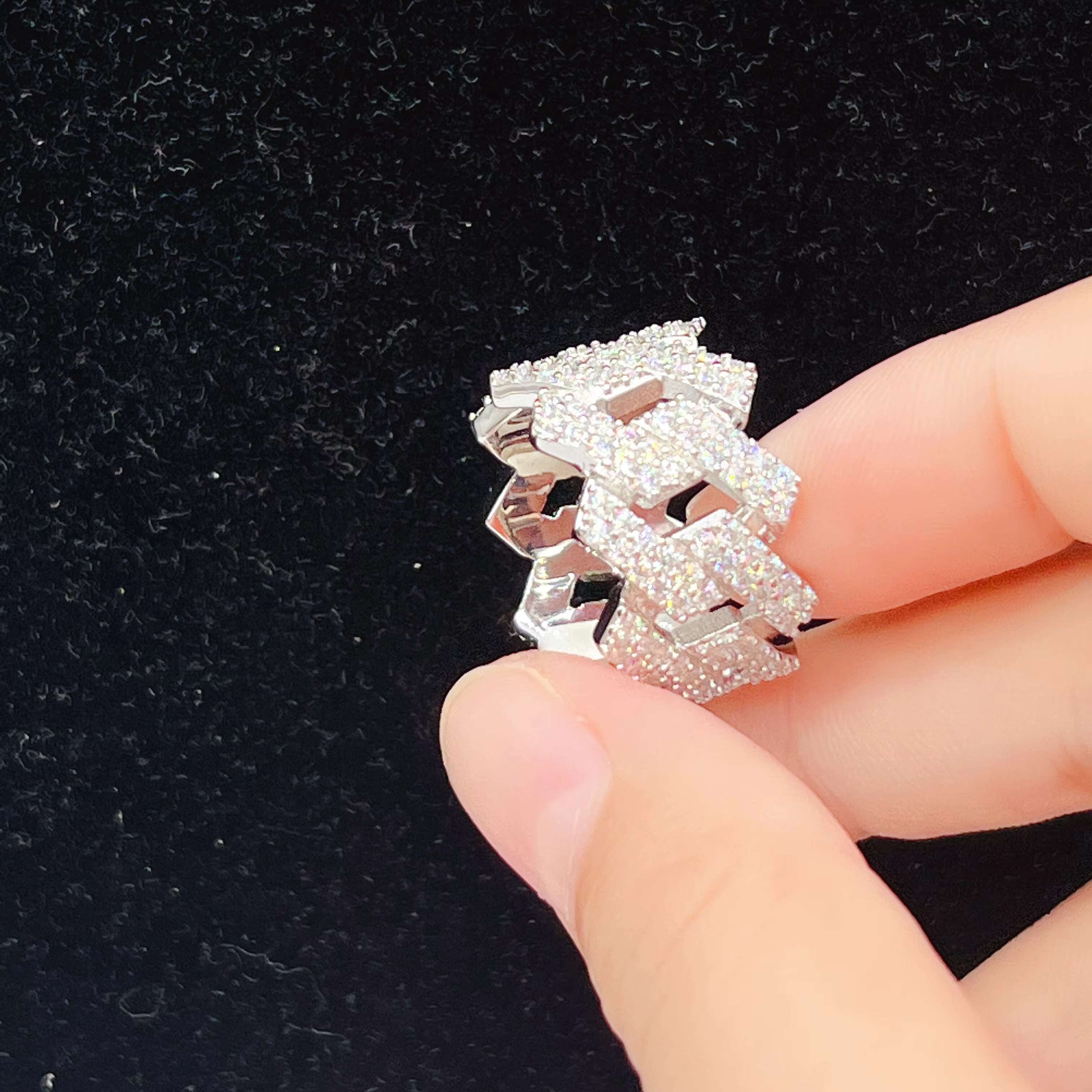 Fine Luxury Moissanite Jewelry Iced Out Diamond Rings Sterling Silver 925 VVS Diamond Hip Hop Rings