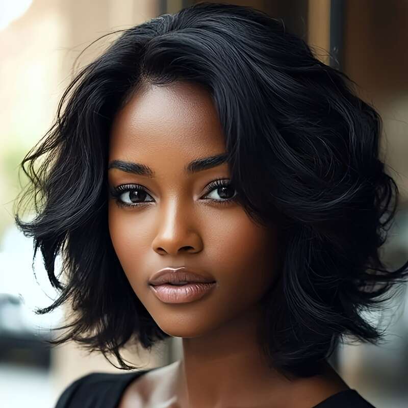 Glueless Human Hair 250% Density Body Wave, Black Color, 13X5 HD Front No Glue Needed, Breathable Lace For Everyday & Special Events New Model - Women