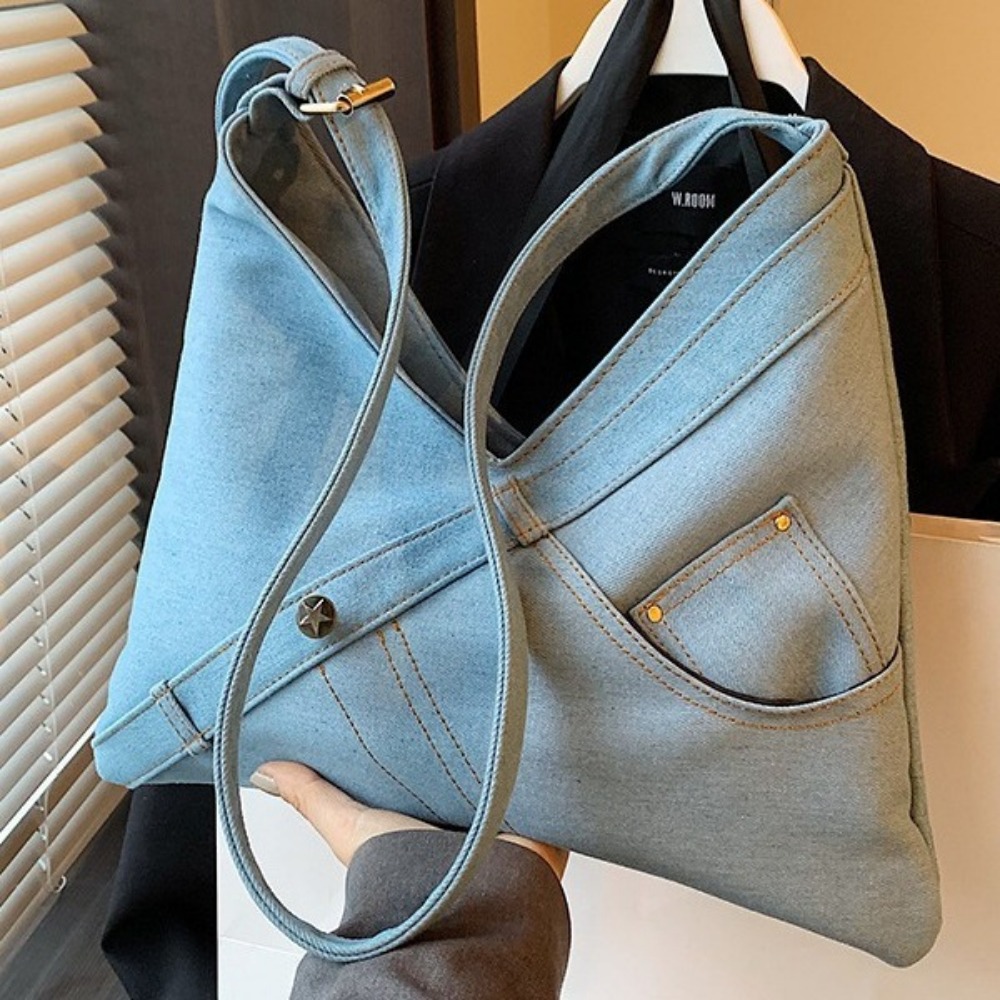Womens Trendy Denim Shoulder Bag - Stylish Arm Pit Crossbody with Ample Storage for Everyday Use