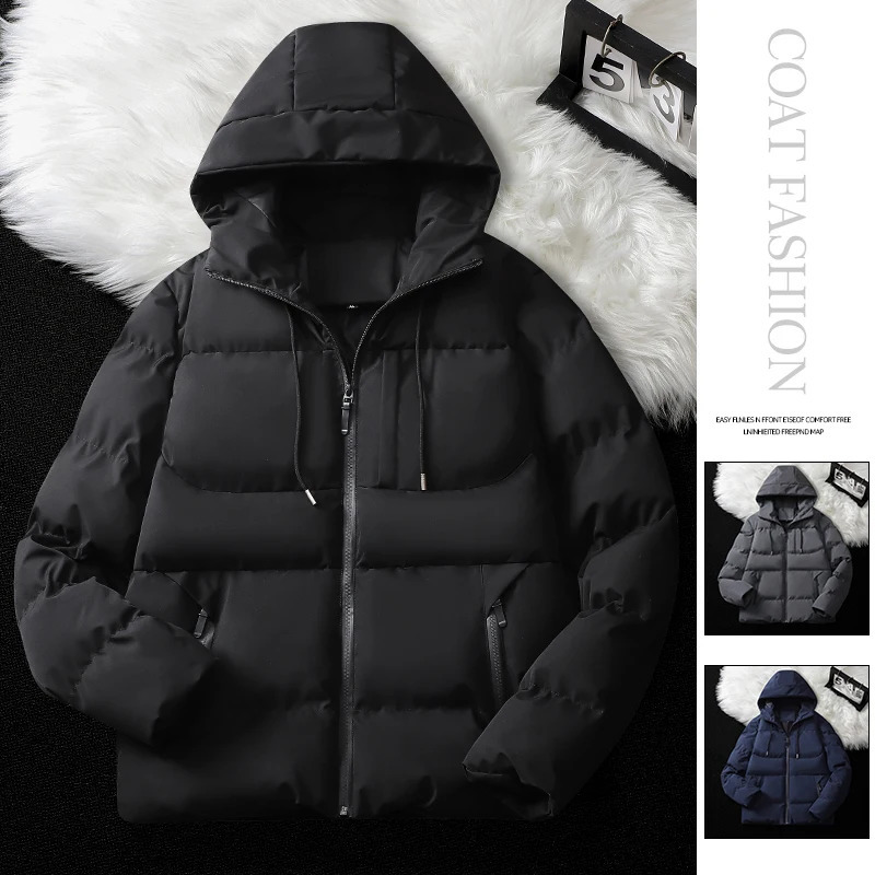Cotton Padded Jacket Mens Autumn Winter Jackets 2025 Casual Clothing Plus Size Hooded Thick Warm Parkas Coat Men Outwear 251105