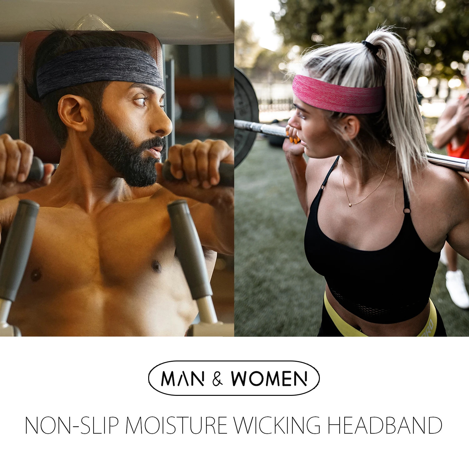 1PC Workout Sweatband Yoga Running Fitness Sports Headband Cycling Tennis Hair Band Non Slip Moisture Wicking Headband Men Women 250410