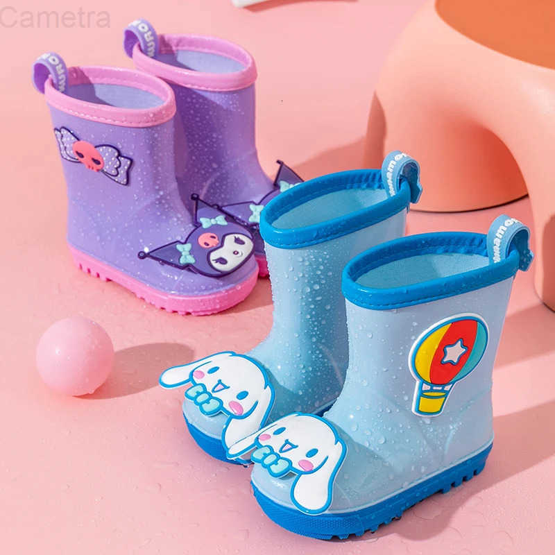 Sanrio Kawaii Childrens Short Rain Boots Outdoor Anti-Slip Wear-Resistant Girls Waterproof Shoes Fashion Winter Warm Rain Shoe H251110
