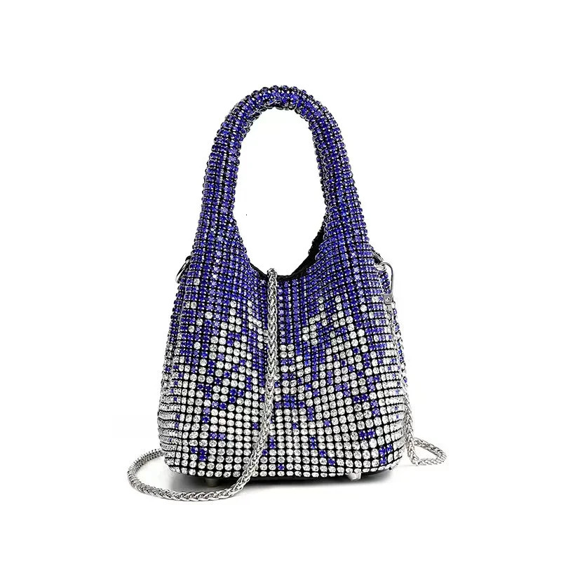 Crystal Shiny Rhinestones Diamond Bucket Bag Women Handbag Gradient Color Evening Bag Wedding Party Clutch Purse Crossbody Bag R251110