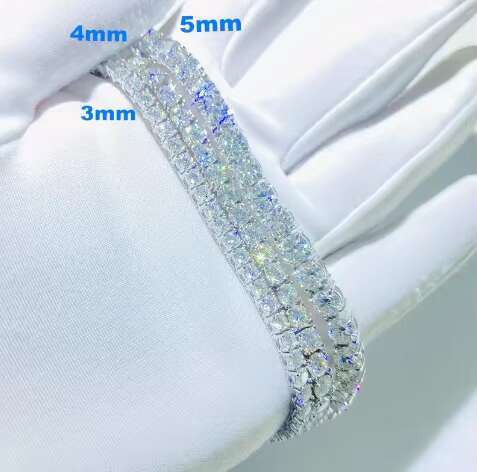 Wholesale 4mm Vvs Moissanite Tennis Chain Bling Iced Out 925 Sterling Silver Hiphop Moissanite Tennis Chain