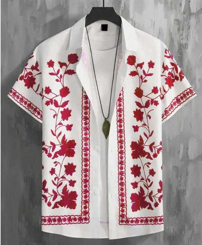 New Summer Mens 3D Printed Floral Shirt Neutral Fashion Casual Fresh Style Oversized Breathable Collar Button Hawaiian Shirt X250410