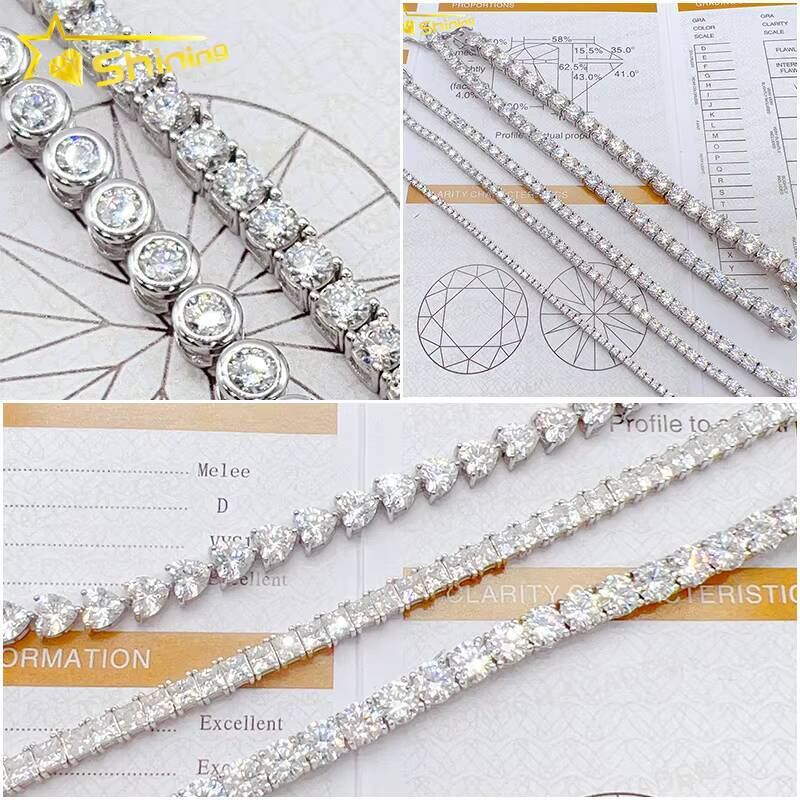 Fast Delivery Hot Sale 925 Sterling Silver Necklace Bracelet Pass Diamond Tester GRA Certified VVS Moissanite Tennis Chain