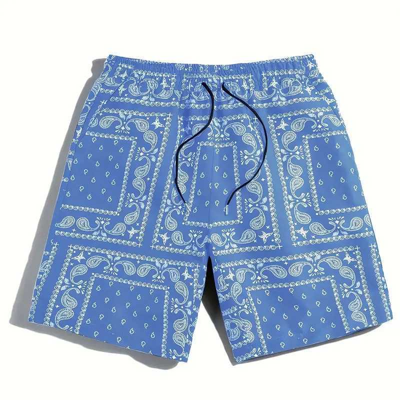 Summer new mens trend multi colored cashmere flower casual sports shorts fashionable beach pants X250410