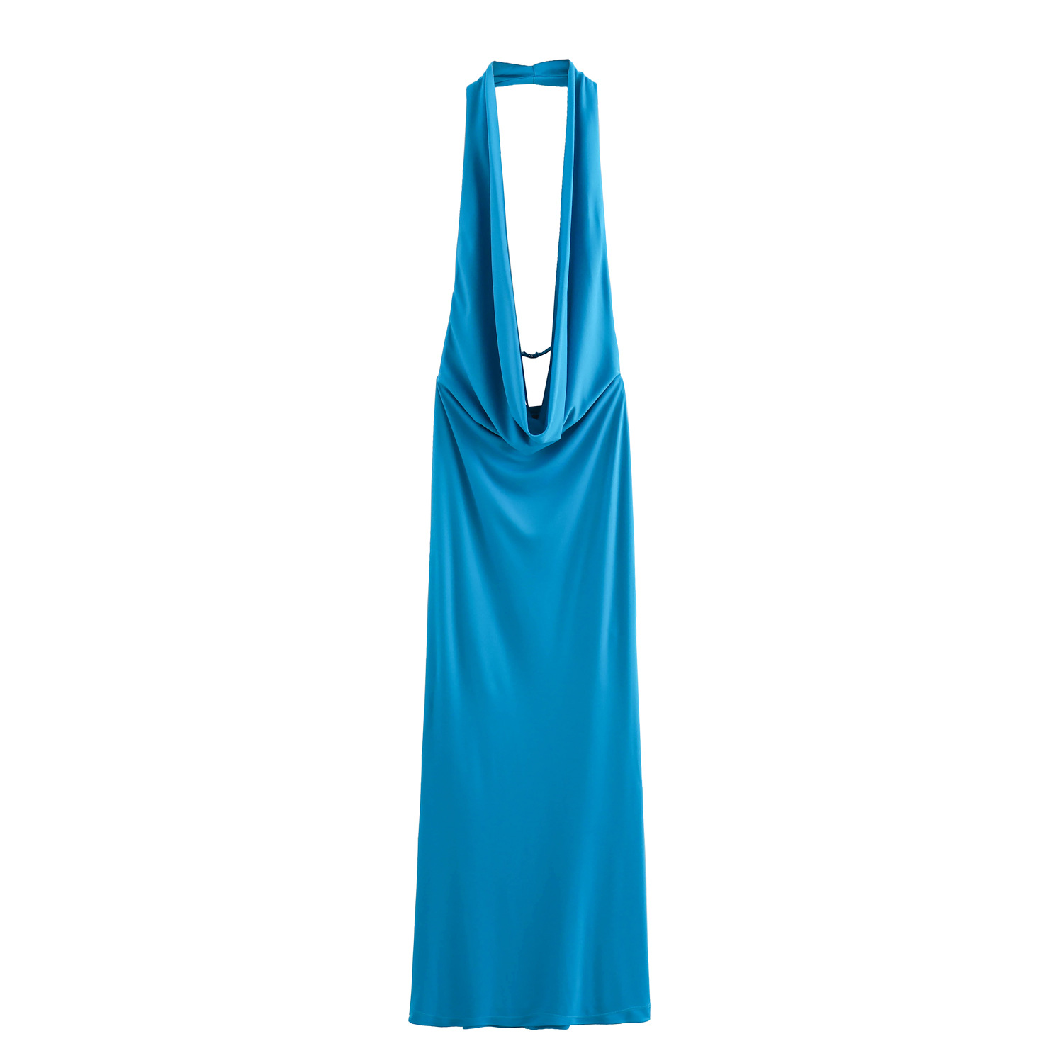 V46Chic Summertime Pleat Detail Women's Halter-Neck Dresses in Pure White