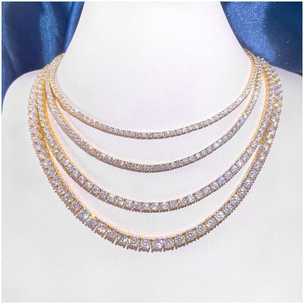 Colorful Vvs Silicon 2mm 3mm 4mm 5mm Hip Hop Boutique Jewelry Pure Sier Tennis Chain Necklace