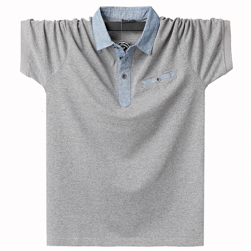 Large 6XL 5XXL summer mens polo shirt cotton short sleeved pocket oversized solid top tee 250410