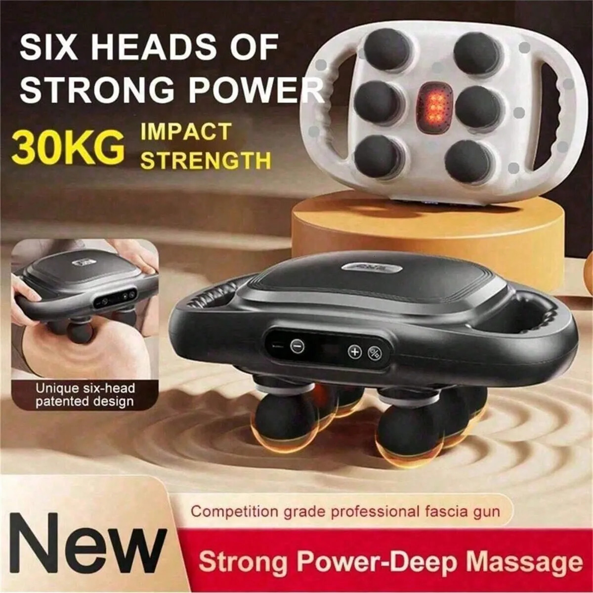 Fascia Gun Six-Head Muscle Relaxation Massage Professional Grade Wireless Waist Back Massager Deep High Frequency Vibration 250409