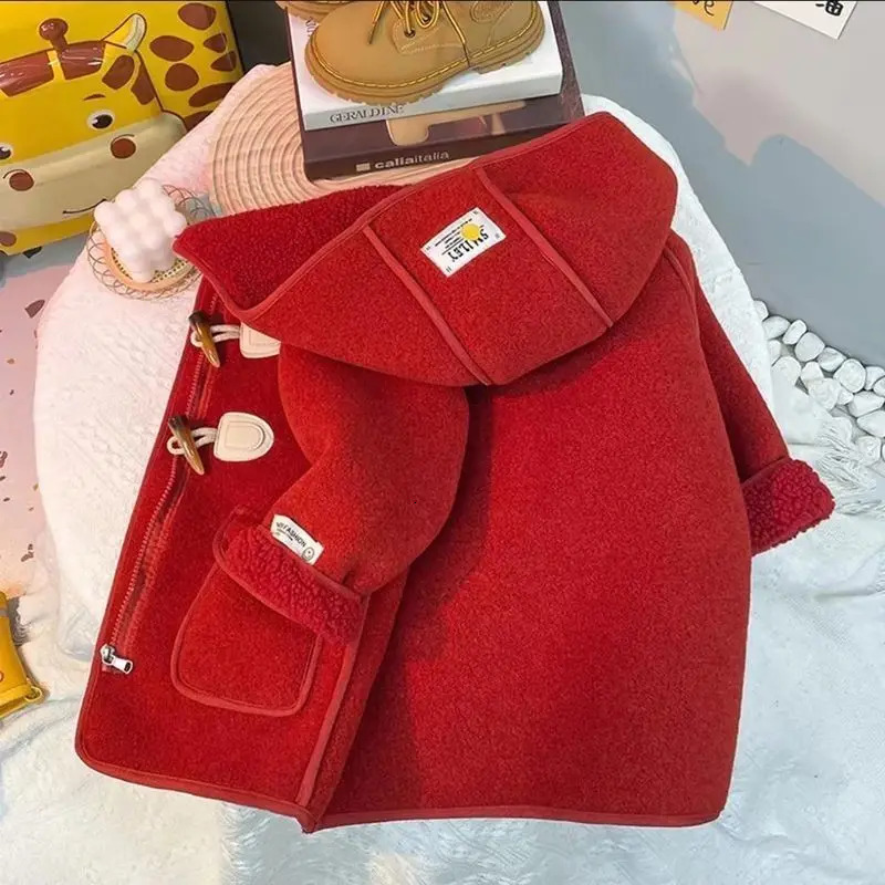 Autumn Woolen Jacket For Boy Korean Version Fashion Thickening Handsome MidLength Keep Warm Casual Childrens Clothing 251103