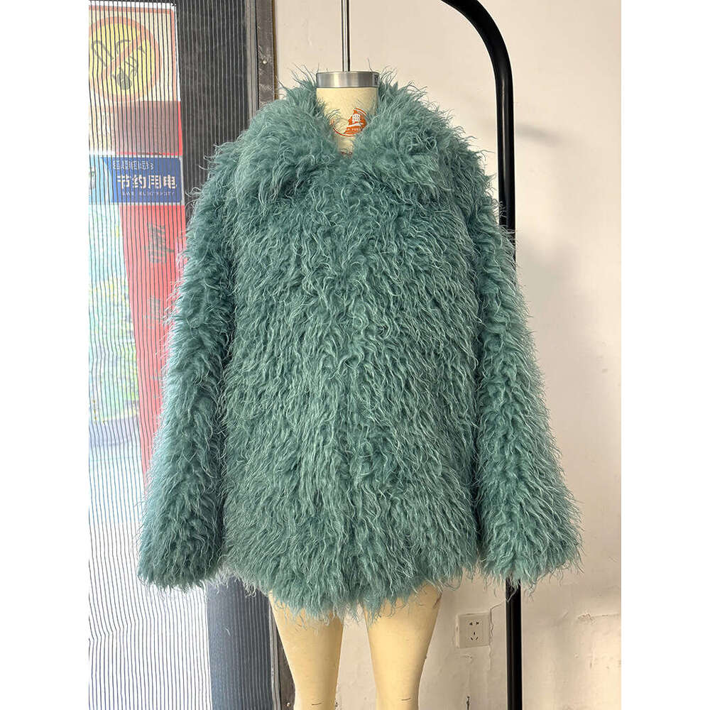 Cross-Border Yellow Plush European and American Style Faux Fur Coat for Women Oversize Outfit Top