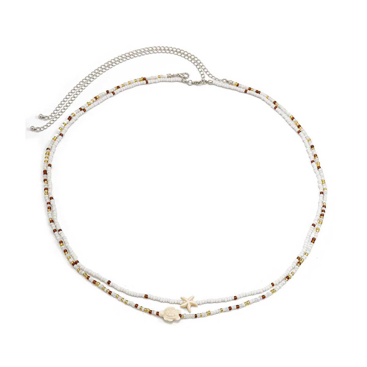 Bohe bead elastic waist belly chain starfish pendant suitable for fashionable summer beach belt bikini bead jewelry Y033 X250410