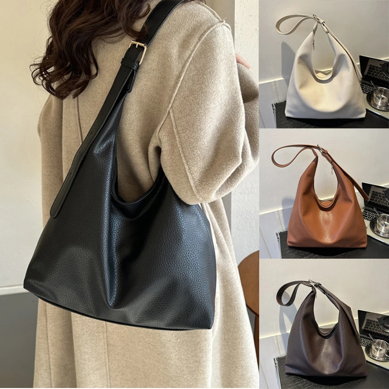 Womens soft PU leather shoulder bag large capacity fashionable clown garbage adjustable strap lower arm handbag 250401